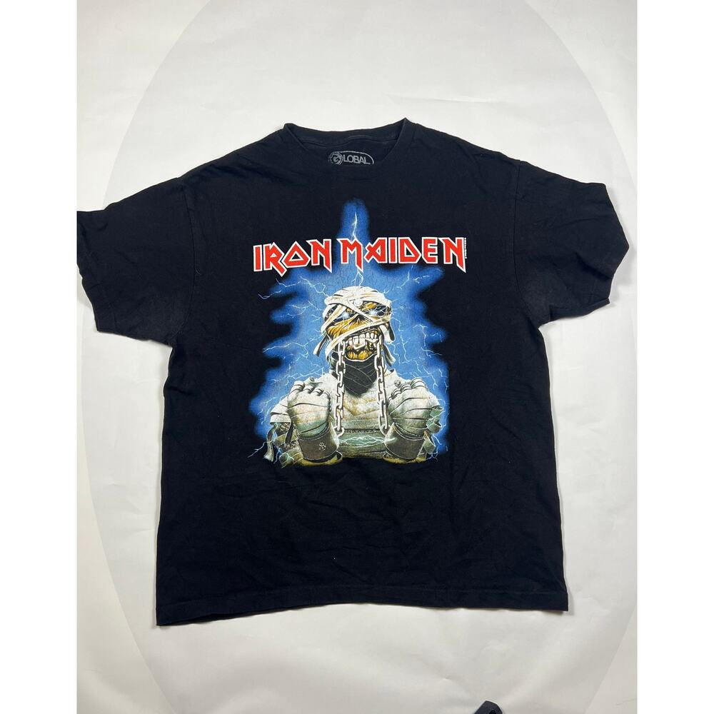 Classic Iron Maiden “Mummy” Powerslave Era Tee | Blue Glow Band Graphic Shirt